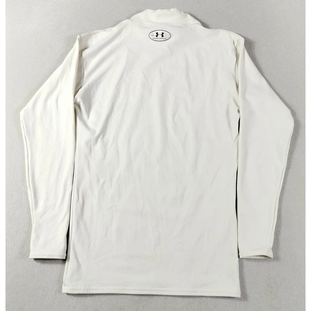 Under Armour Shirt Mens Large White Mock Neck Long Sleeve Athletic Base Layer